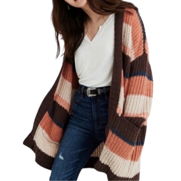 American Eagle Chenille Striped Oversized Open Cardigan - Women’s XS Small - Picture 8 of 12